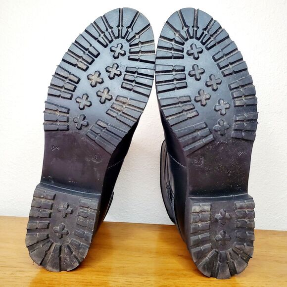 Charles David Black Leather Combat Moto Buckle Boot Biker Italy Womens SZ 6.5 - Picture 5 of 9